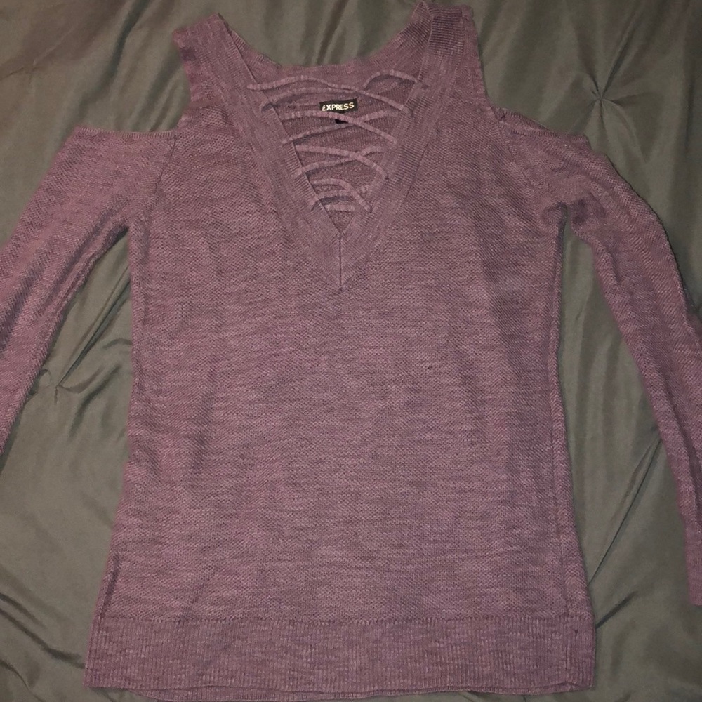 Express cold shoulder purple  sweater